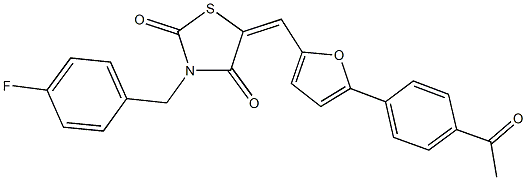 5-{[5-(4-acetylphenyl)-2-furyl]methylene}-3-(4-fluorobenzyl)-1,3-thiazolidine-2,4-dione Structure
