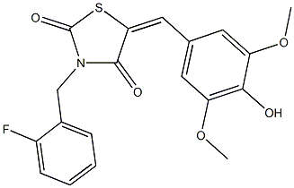 3-(2-fluorobenzyl)-5-(4-hydroxy-3,5-dimethoxybenzylidene)-1,3-thiazolidine-2,4-dione 구조식 이미지