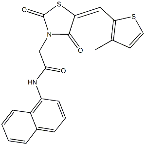 2-{5-[(3-methyl-2-thienyl)methylene]-2,4-dioxo-1,3-thiazolidin-3-yl}-N-(1-naphthyl)acetamide Structure