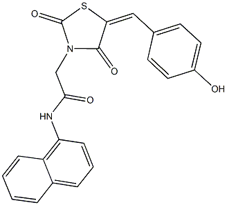 2-[5-(4-hydroxybenzylidene)-2,4-dioxo-1,3-thiazolidin-3-yl]-N-(1-naphthyl)acetamide Structure