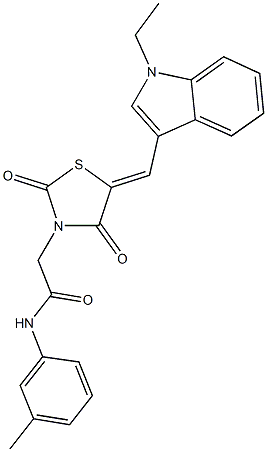 2-{5-[(1-ethyl-1H-indol-3-yl)methylene]-2,4-dioxo-1,3-thiazolidin-3-yl}-N-(3-methylphenyl)acetamide 구조식 이미지