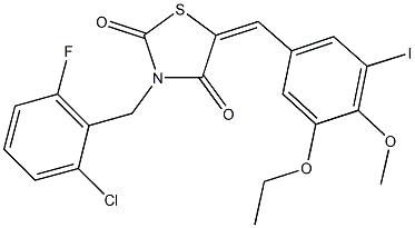 3-(2-chloro-6-fluorobenzyl)-5-(3-ethoxy-5-iodo-4-methoxybenzylidene)-1,3-thiazolidine-2,4-dione Structure