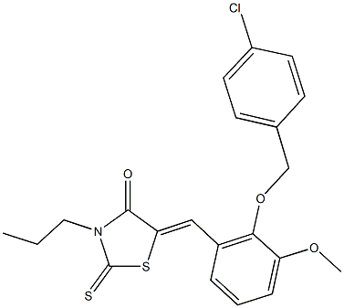 5-{2-[(4-chlorobenzyl)oxy]-3-methoxybenzylidene}-3-propyl-2-thioxo-1,3-thiazolidin-4-one Structure