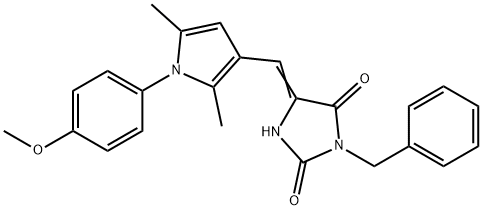 3-benzyl-5-{[1-(4-methoxyphenyl)-2,5-dimethyl-1H-pyrrol-3-yl]methylene}-2,4-imidazolidinedione Structure