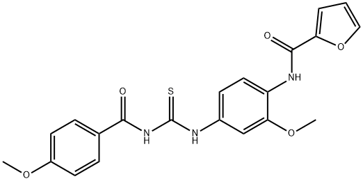 N-[2-methoxy-4-({[(4-methoxybenzoyl)amino]carbothioyl}amino)phenyl]-2-furamide 구조식 이미지