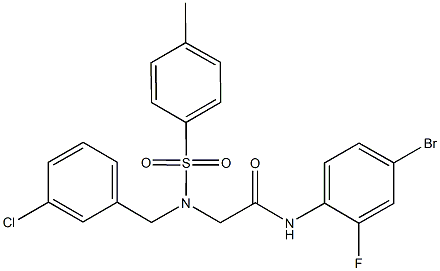 N-(4-bromo-2-fluorophenyl)-2-{(3-chlorobenzyl)[(4-methylphenyl)sulfonyl]amino}acetamide 구조식 이미지