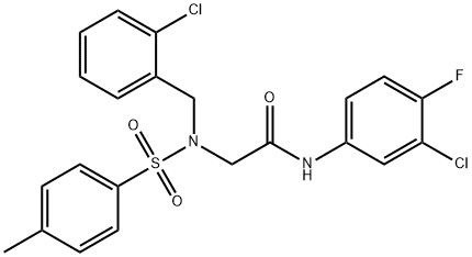 2-{(2-chlorobenzyl)[(4-methylphenyl)sulfonyl]amino}-N-(3-chloro-4-fluorophenyl)acetamide Structure