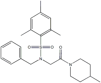 N-benzyl-2,4,6-trimethyl-N-[2-(4-methyl-1-piperidinyl)-2-oxoethyl]benzenesulfonamide 구조식 이미지