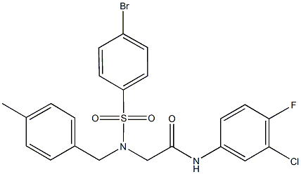 2-[[(4-bromophenyl)sulfonyl](4-methylbenzyl)amino]-N-(3-chloro-4-fluorophenyl)acetamide 구조식 이미지