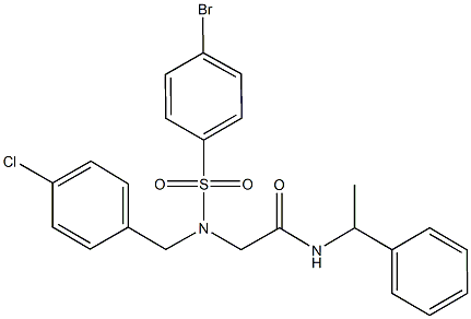 2-[[(4-bromophenyl)sulfonyl](4-chlorobenzyl)amino]-N-(1-phenylethyl)acetamide Structure