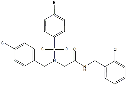 2-[[(4-bromophenyl)sulfonyl](4-chlorobenzyl)amino]-N-(2-chlorobenzyl)acetamide 구조식 이미지