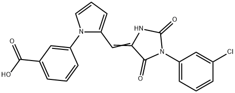 3-(2-{[1-(3-chlorophenyl)-2,5-dioxo-4-imidazolidinylidene]methyl}-1H-pyrrol-1-yl)benzoic acid Structure