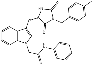 2-(3-{[1-(4-methylbenzyl)-2,5-dioxo-4-imidazolidinylidene]methyl}-1H-indol-1-yl)-N-phenylacetamide 구조식 이미지