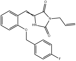 3-allyl-5-{2-[(4-fluorobenzyl)oxy]benzylidene}-2,4-imidazolidinedione Structure