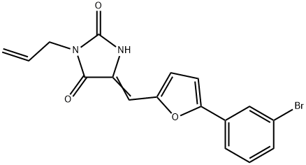 3-allyl-5-{[5-(3-bromophenyl)-2-furyl]methylene}-2,4-imidazolidinedione Structure