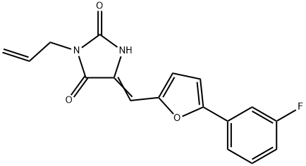 3-allyl-5-{[5-(3-fluorophenyl)-2-furyl]methylene}-2,4-imidazolidinedione Structure