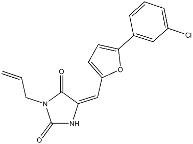 3-allyl-5-{[5-(3-chlorophenyl)-2-furyl]methylene}-2,4-imidazolidinedione 구조식 이미지