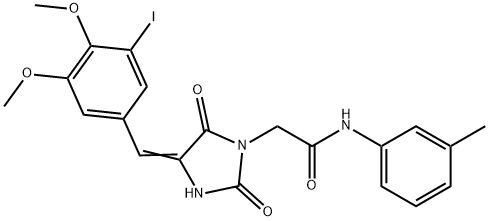 2-[4-(3-iodo-4,5-dimethoxybenzylidene)-2,5-dioxo-1-imidazolidinyl]-N-(3-methylphenyl)acetamide 구조식 이미지