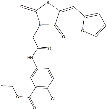 ethyl 2-chloro-5-({[5-(2-furylmethylene)-2,4-dioxo-1,3-thiazolidin-3-yl]acetyl}amino)benzoate 구조식 이미지