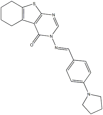 3-{[4-(1-pyrrolidinyl)benzylidene]amino}-5,6,7,8-tetrahydro[1]benzothieno[2,3-d]pyrimidin-4(3H)-one 구조식 이미지