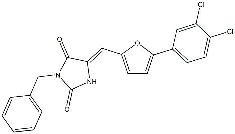 3-benzyl-5-{[5-(3,4-dichlorophenyl)-2-furyl]methylene}-2,4-imidazolidinedione Structure