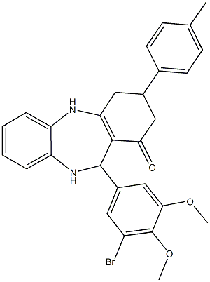 11-(3-bromo-4,5-dimethoxyphenyl)-3-(4-methylphenyl)-2,3,4,5,10,11-hexahydro-1H-dibenzo[b,e][1,4]diazepin-1-one Structure