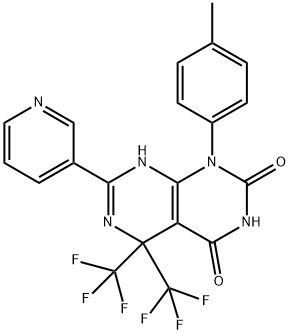 1-(4-methylphenyl)-7-(3-pyridinyl)-5,5-bis(trifluoromethyl)-5,8-dihydropyrimido[4,5-d]pyrimidine-2,4(1H,3H)-dione Structure