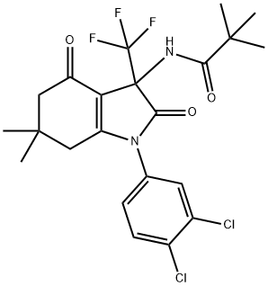 N-[1-(3,4-dichlorophenyl)-6,6-dimethyl-2,4-dioxo-3-(trifluoromethyl)-2,3,4,5,6,7-hexahydro-1H-indol-3-yl]-2,2-dimethylpropanamide Structure