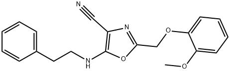 2-[(2-methoxyphenoxy)methyl]-5-[(2-phenylethyl)amino]-1,3-oxazole-4-carbonitrile 구조식 이미지