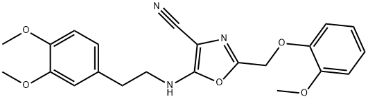 5-{[2-(3,4-dimethoxyphenyl)ethyl]amino}-2-[(2-methoxyphenoxy)methyl]-1,3-oxazole-4-carbonitrile 구조식 이미지