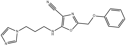 5-{[3-(1H-imidazol-1-yl)propyl]amino}-2-(phenoxymethyl)-1,3-oxazole-4-carbonitrile 구조식 이미지