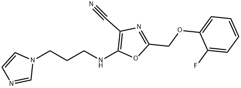2-[(2-fluorophenoxy)methyl]-5-{[3-(1H-imidazol-1-yl)propyl]amino}-1,3-oxazole-4-carbonitrile 구조식 이미지