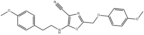 2-[(4-methoxyphenoxy)methyl]-5-{[2-(4-methoxyphenyl)ethyl]amino}-1,3-oxazole-4-carbonitrile 구조식 이미지