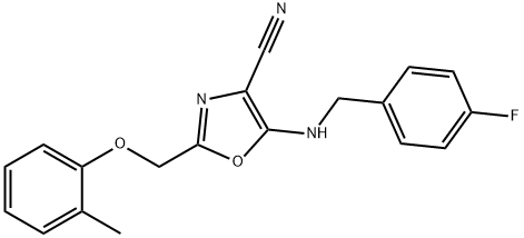 5-[(4-fluorobenzyl)amino]-2-[(2-methylphenoxy)methyl]-1,3-oxazole-4-carbonitrile Structure