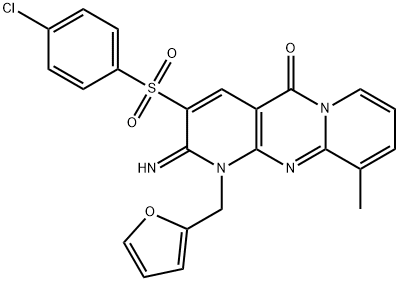 3-[(4-chlorophenyl)sulfonyl]-1-(2-furylmethyl)-2-imino-10-methyl-1,2-dihydro-5H-dipyrido[1,2-a:2,3-d]pyrimidin-5-one 구조식 이미지