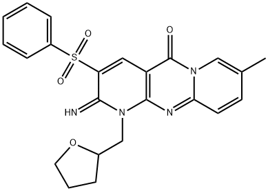 2-imino-8-methyl-3-(phenylsulfonyl)-1-(tetrahydro-2-furanylmethyl)-1,2-dihydro-5H-dipyrido[1,2-a:2,3-d]pyrimidin-5-one 구조식 이미지