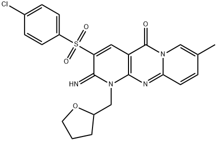 3-[(4-chlorophenyl)sulfonyl]-2-imino-8-methyl-1-(tetrahydro-2-furanylmethyl)-1,2-dihydro-5H-dipyrido[1,2-a:2,3-d]pyrimidin-5-one Structure