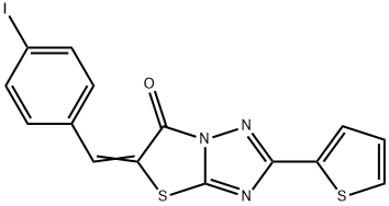 5-(4-iodobenzylidene)-2-(2-thienyl)[1,3]thiazolo[3,2-b][1,2,4]triazol-6(5H)-one 구조식 이미지