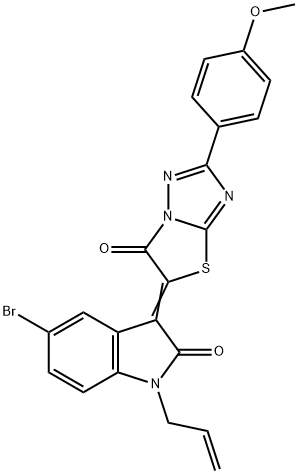 1-allyl-5-bromo-3-(2-(4-methoxyphenyl)-6-oxo[1,3]thiazolo[3,2-b][1,2,4]triazol-5(6H)-ylidene)-1,3-dihydro-2H-indol-2-one 구조식 이미지