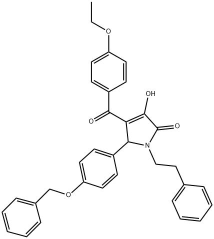 5-[4-(benzyloxy)phenyl]-4-(4-ethoxybenzoyl)-3-hydroxy-1-(2-phenylethyl)-1,5-dihydro-2H-pyrrol-2-one 구조식 이미지