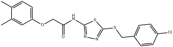 N-{5-[(4-chlorobenzyl)sulfanyl]-1,3,4-thiadiazol-2-yl}-2-(3,4-dimethylphenoxy)acetamide 구조식 이미지