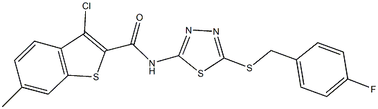 3-chloro-N-{5-[(4-fluorobenzyl)sulfanyl]-1,3,4-thiadiazol-2-yl}-6-methyl-1-benzothiophene-2-carboxamide Structure