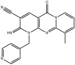 2-imino-10-methyl-5-oxo-1-(4-pyridinylmethyl)-1,5-dihydro-2H-dipyrido[1,2-a:2,3-d]pyrimidine-3-carbonitrile 구조식 이미지