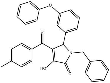 1-benzyl-3-hydroxy-4-(4-methylbenzoyl)-5-(3-phenoxyphenyl)-1,5-dihydro-2H-pyrrol-2-one Structure