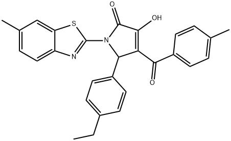 5-(4-ethylphenyl)-3-hydroxy-1-(6-methyl-1,3-benzothiazol-2-yl)-4-(4-methylbenzoyl)-1,5-dihydro-2H-pyrrol-2-one Structure