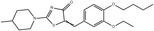 5-(4-butoxy-3-ethoxybenzylidene)-2-(4-methylpiperidin-1-yl)-1,3-thiazol-4(5H)-one Structure