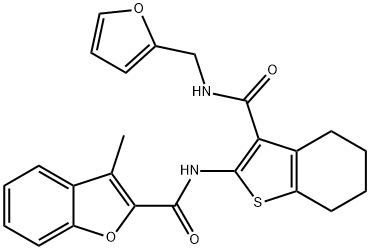 N-(3-{[(2-furylmethyl)amino]carbonyl}-4,5,6,7-tetrahydro-1-benzothien-2-yl)-3-methyl-1-benzofuran-2-carboxamide Structure