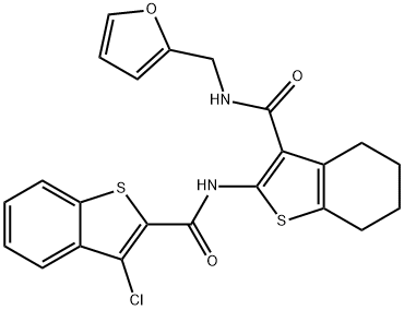 3-chloro-N-(3-{[(2-furylmethyl)amino]carbonyl}-4,5,6,7-tetrahydro-1-benzothien-2-yl)-1-benzothiophene-2-carboxamide Structure