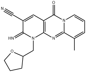 2-imino-10-methyl-5-oxo-1-(tetrahydrofuran-2-ylmethyl)-1,5-dihydro-2H-dipyrido[1,2-a:2,3-d]pyrimidine-3-carbonitrile 구조식 이미지