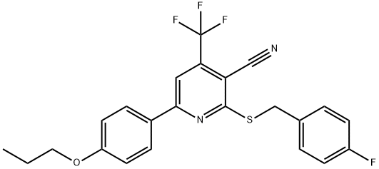 2-[(4-fluorobenzyl)sulfanyl]-6-(4-propoxyphenyl)-4-(trifluoromethyl)nicotinonitrile Structure